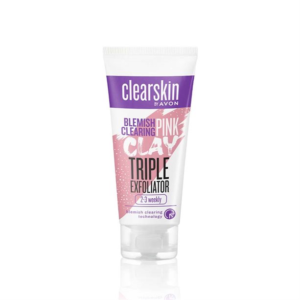 Avon Clearskin Blemish Clearing Pink Clay Triple Exfoliator -75ml
